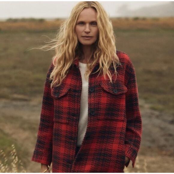 Outerknown Cloud Weave Optic Buffalo Plaid‎ Jacket Organic Cotton Size Small